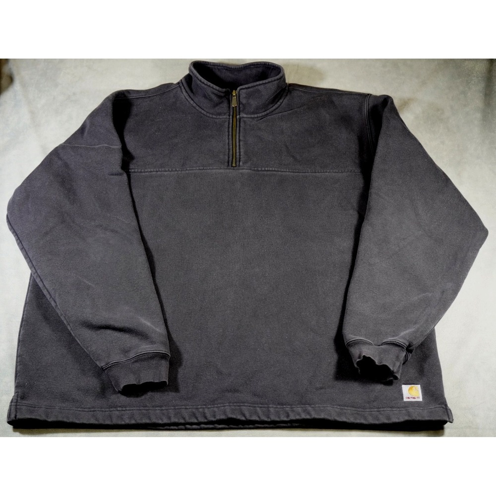 Carhartt Black Quarter-Zip Pullover Men's‎ XXL Workwear Heavyweight Sweatshirt